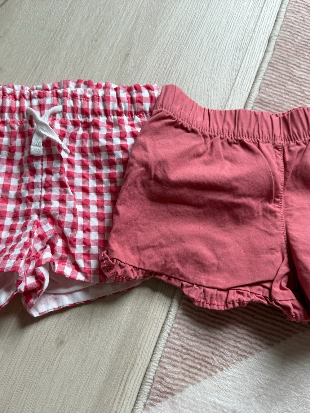 Pink Gingham and Coral Pink Shorts Duo